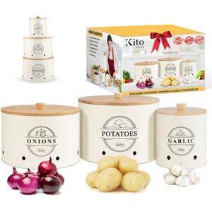 Canister Sets for Kitchen Counter with Wooden Bamboo Lids, Kitchen Canisters